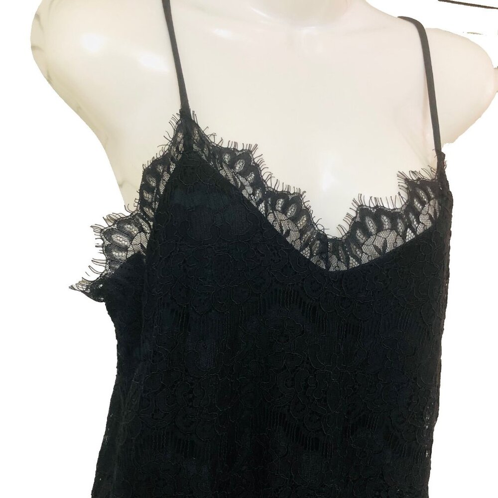 Monteau Los Angeles Black Lace Tank Top Women S Lined Scallops Whimsigoth Fairy‎
